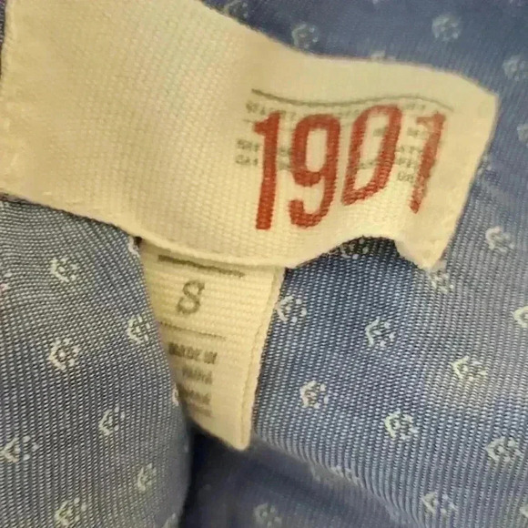 1901 Dress Shirt Small Blue Short Sleeve Pattern 100% Cotton - Picture 4 of 5